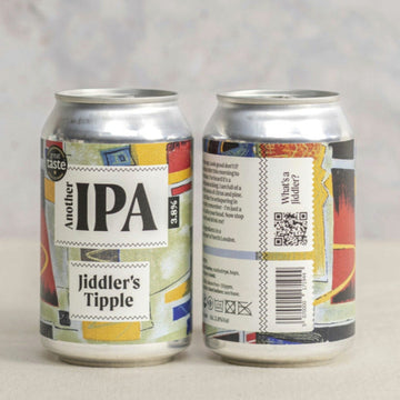 Two 330ml cans of Jiddler's Tipple 'Another IPA' beer.