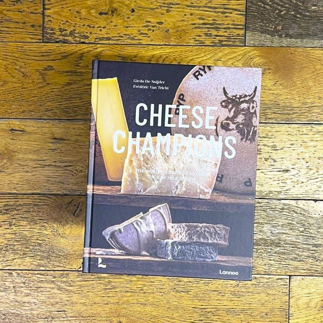 A copy of Cheese Champions book on a wooden floor.