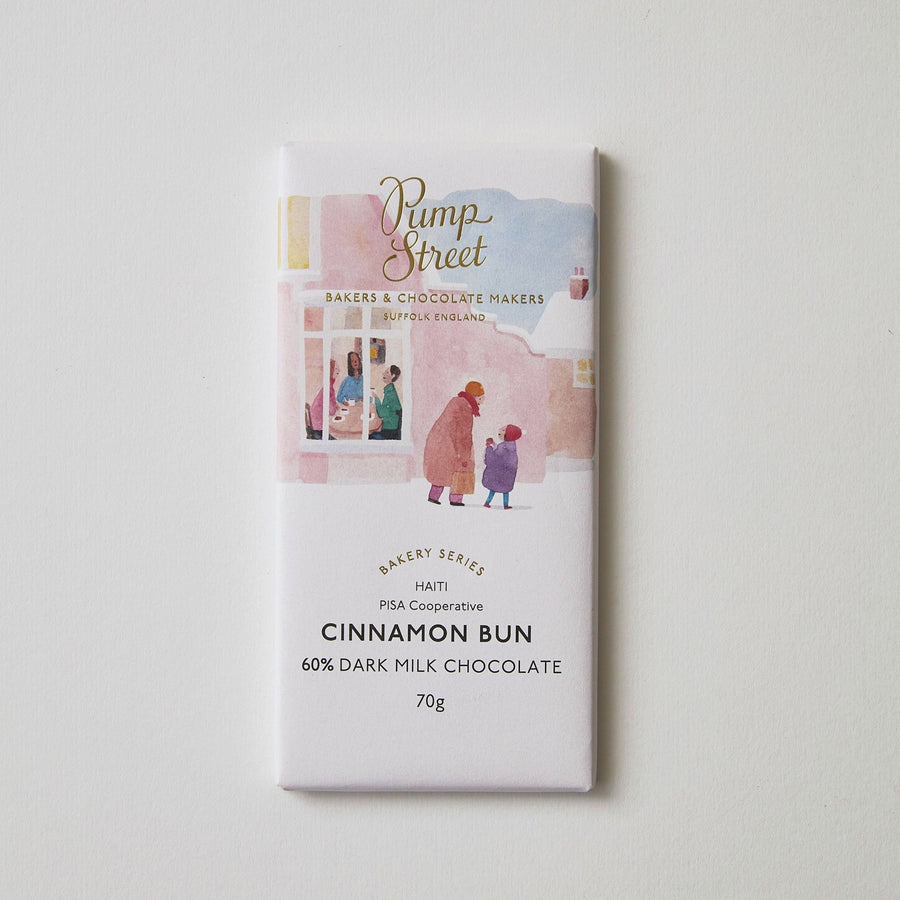 Chocolate bar packaging with 'Pump Street' branding on a light background