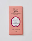A packet of Pump Street Peru 72% dark chocolate.