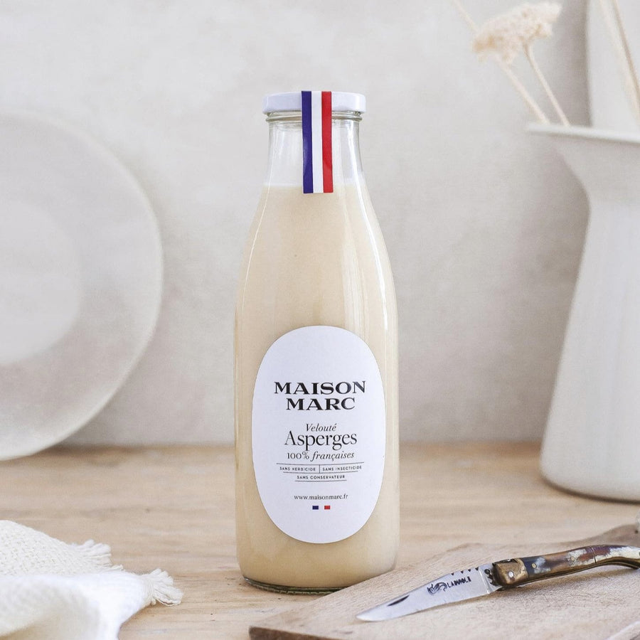 A jar of Maison Marc asparagus veloute.