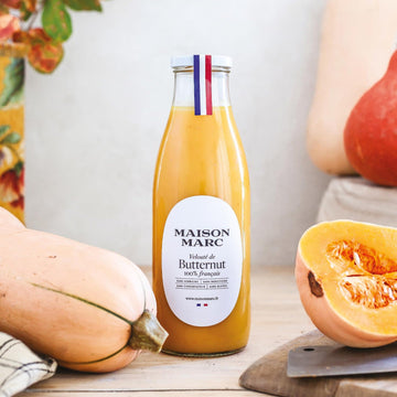 A jar of Maison Marc butternut squash veloute.