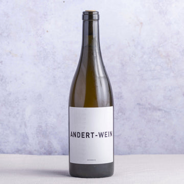 A bottle of andert-wein gruner weltliner white wine.