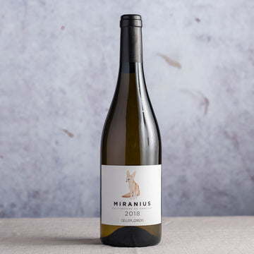 A 75cl bottle of Miranius Spanish white wine.