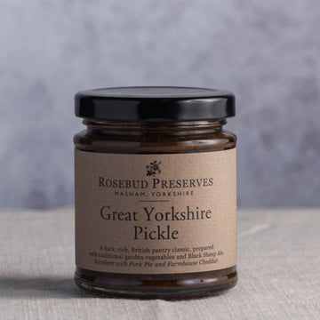 A jar of Rosebud Preserves great yorkshire pickle.